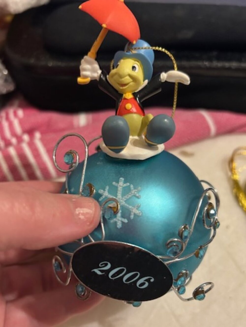 Disney 2006 Jiminy Cricket Ornament 3D Holiday Ornament Pinocchio Character